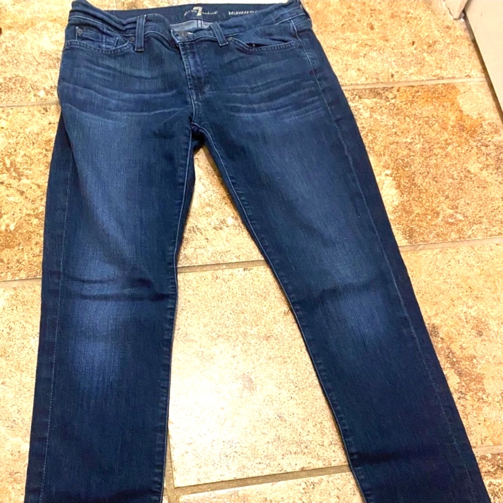 7FAM Roxanne Blue Skinny Jeans full length Low Rise 90s